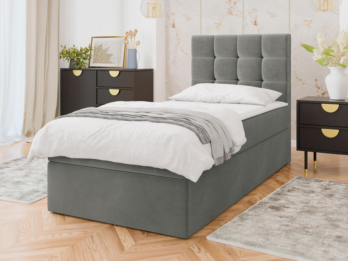 BOXBETT Luanda Single - H3 - Schwarz/Grau, Holz/Kunststoff (80/200cm) - MIRJAN24