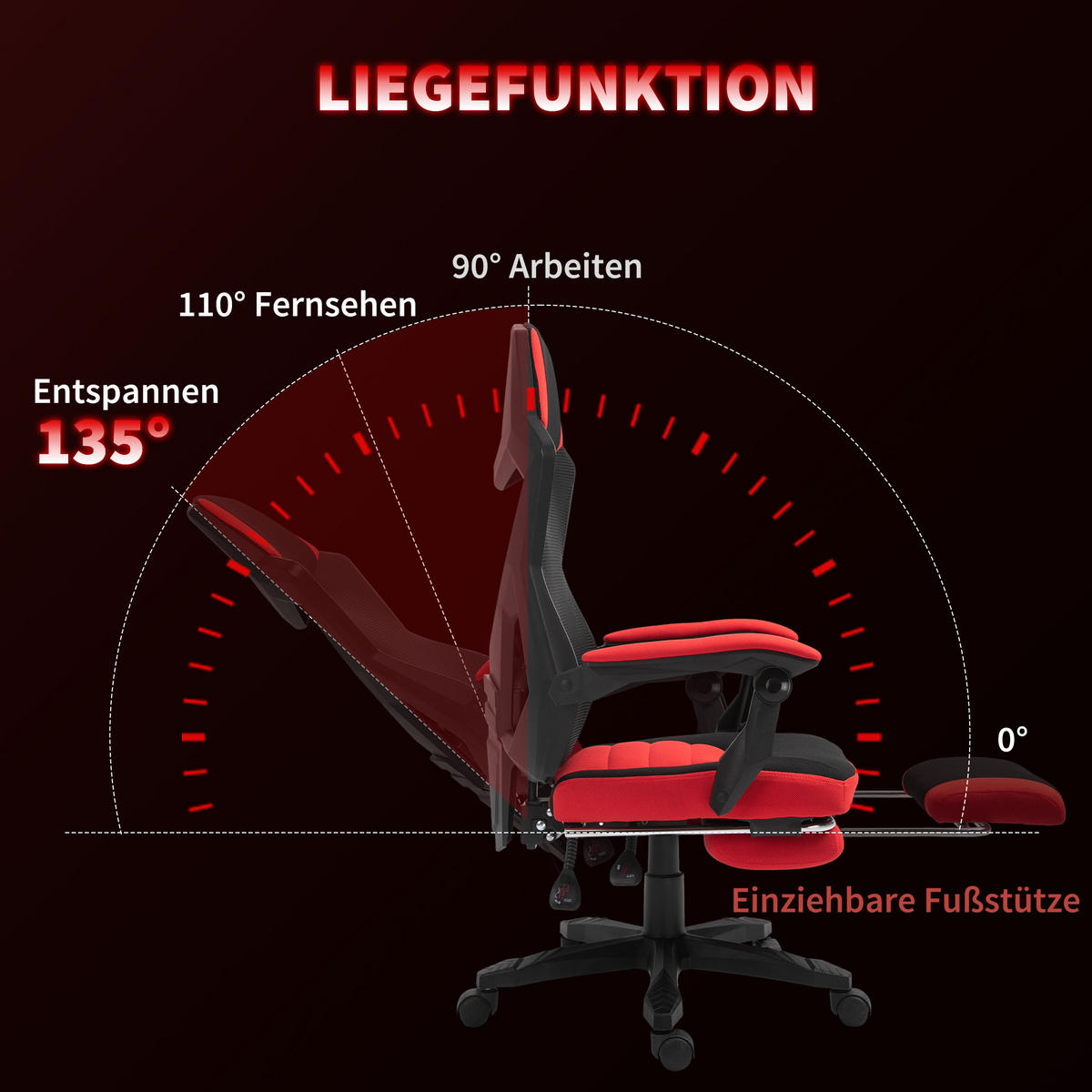 ERGONOMISCHER Bürostuhl, Schwarz+Rot - Multicolor, Kunststoff (63/122/58cm) - Vinsetto