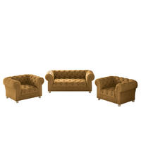 SITZGARNITUR CHESTERFIELD 2+1+1 Elegant Klassisch Schick Stoff Whisper Kupfer - Kupferfarben, Holz (152/77/90cm) - Kaiser Möbel