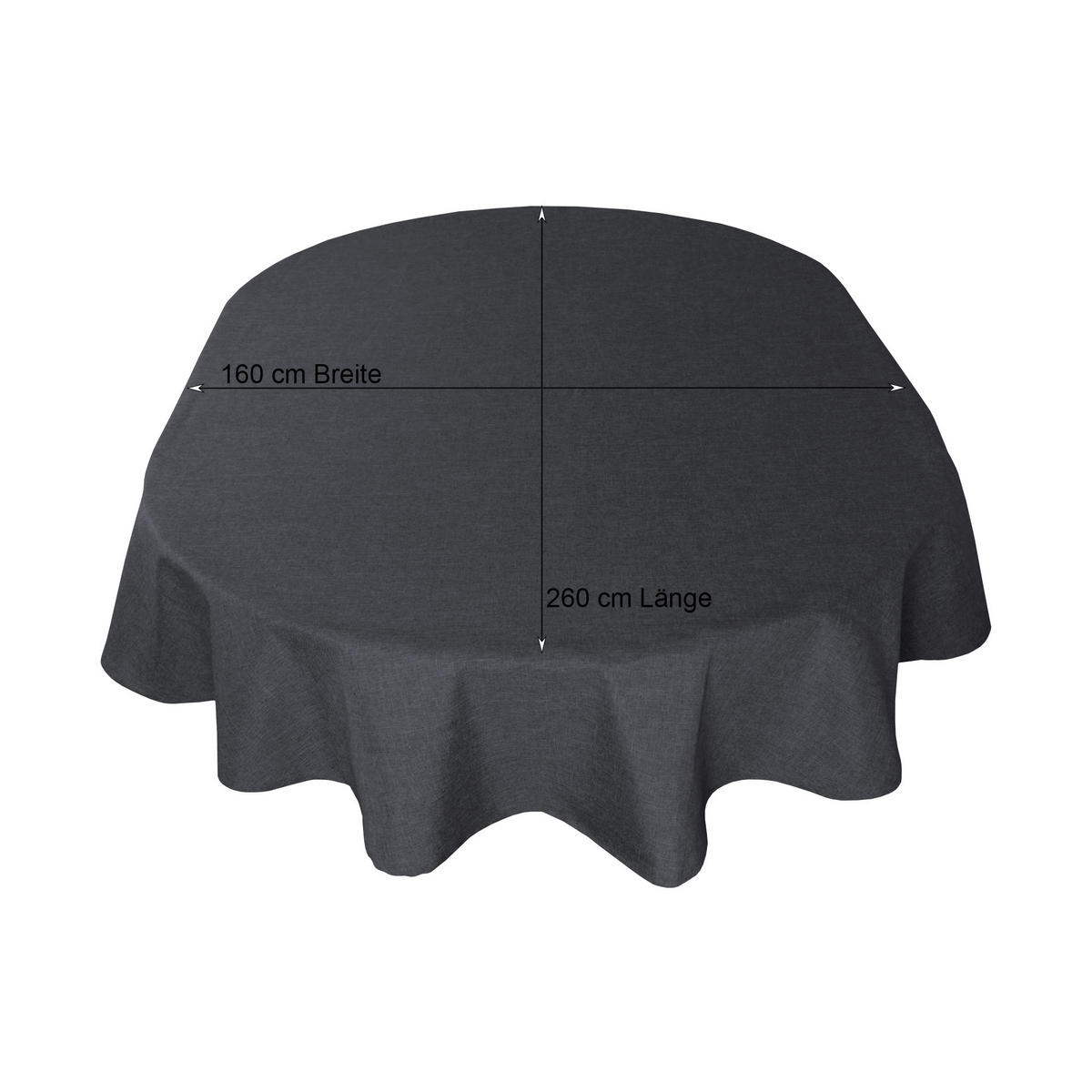 TISCHDECKE Leinenoptik 160/260 cm oval Anthrazit - Anthrazit, Textil (160/260cm) - TiborTex