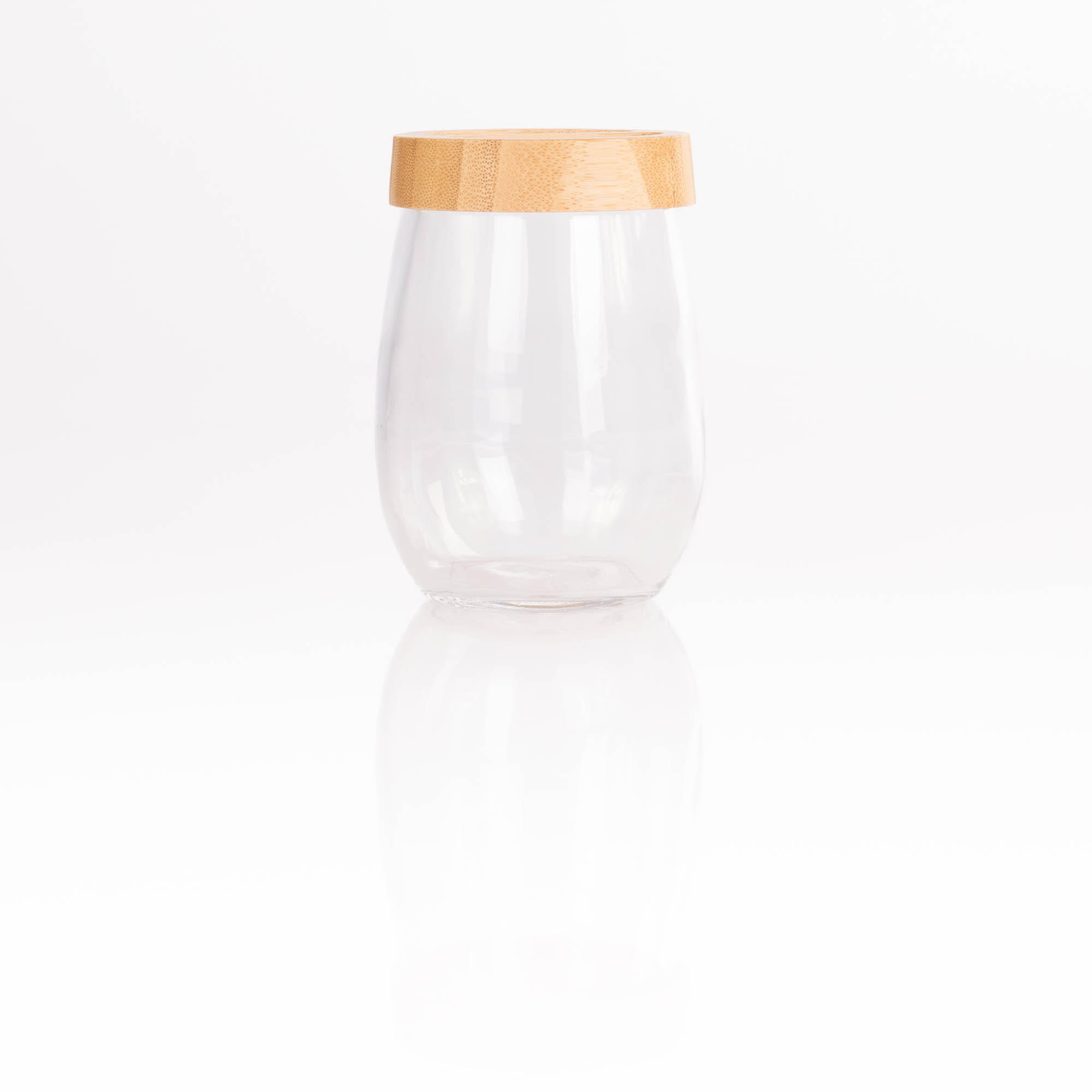 ZAHNBÜRSTENBECHER Glas Bambus Lina - Transparent, Glas (8.5/1.2/8.5cm)