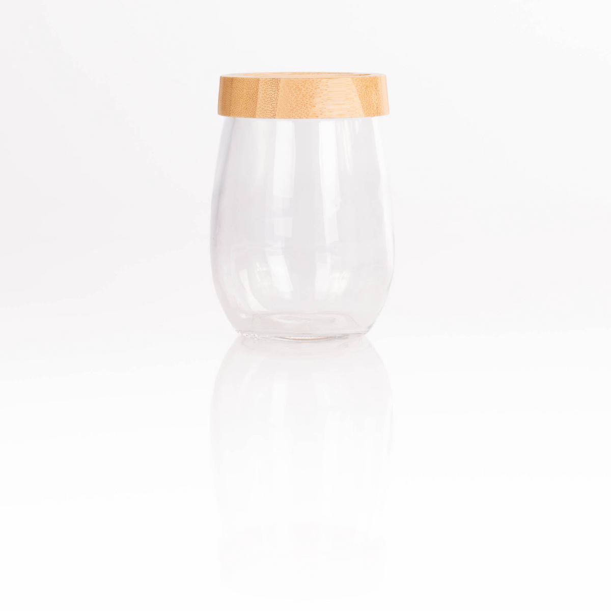 ZAHNBÜRSTENBECHER Glas Bambus Lina - Transparent, Glas (8.5/1.2/8.5cm)