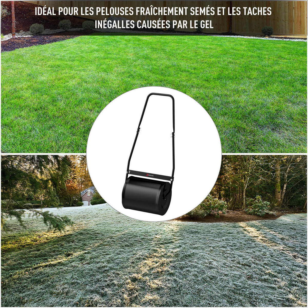 RASENWALZE DE-13732 30 L Füllvolumen mit ergonomischem Griff Schwarz - Schwarz, Metall (32/108/50cm) - ComfortXL