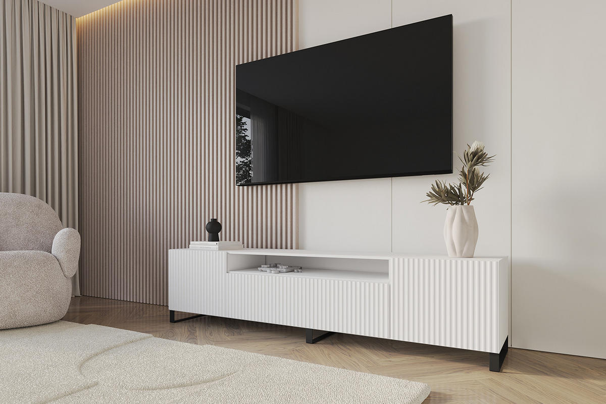 LOWBOARD NOA-2-S 200x53x41 cm - Weiß - Schwarz/Weiß, Holzwerkstoff (200/53/41cm) - ALTDECOR