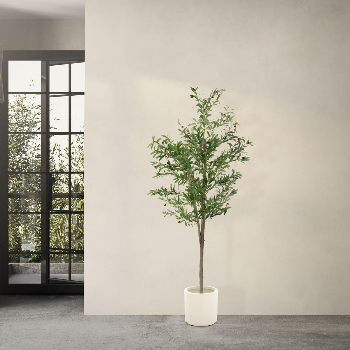 KUNSTPFLANZE Olive - Anthrazit/Grün, Holz/Kunststoff (180cm) - ML-DESIGN