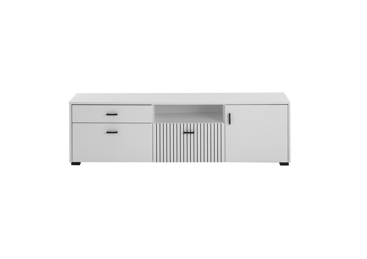 LOWBOARD M17 Weiß Matt & Schwarz 150/44/42 cm schmal - Weiß, Holzwerkstoff (150/44/42cm) - Livojo
