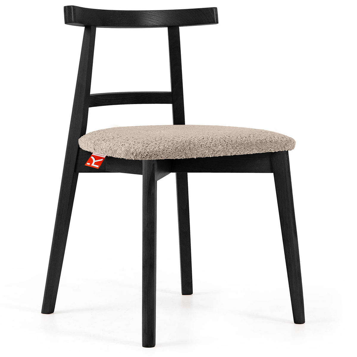 HOLZSTUHL LILIO Esstischstühle, 2-er Set, Bouclé - Beige/Schwarz, Holz/Textil (47/76.5/45cm) - KONSIMO®