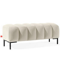 SITZHOCKER Polsterhocker PECCO, Veloursstoff - Creme/Schwarz, Holz/Textil (120/50/50cm) - KONSIMO®