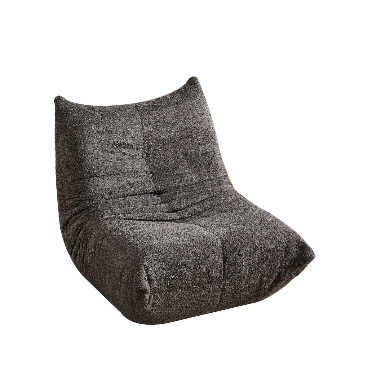 BODEN-LOUNGESSESSEL mit Chenille-Bezug Grau - Grau, Kunststoff (94/71/101cm) - Beauniv