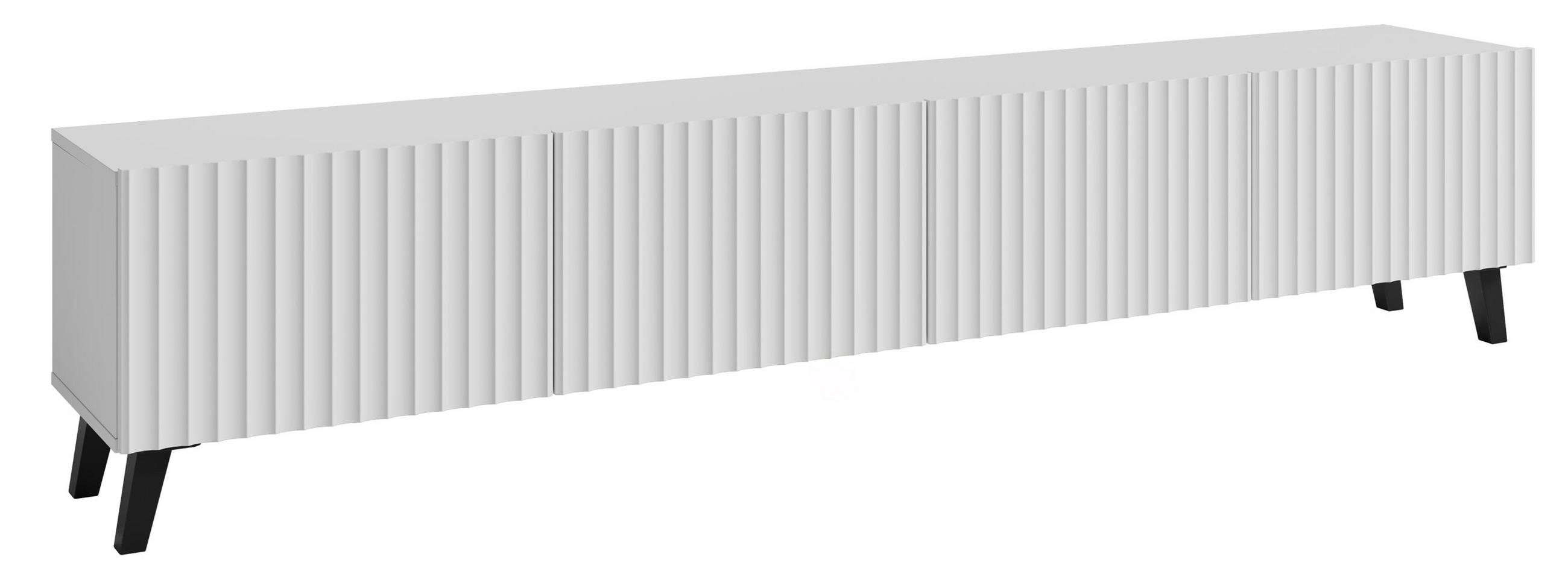 LOWBOARD Phuket Weiß gerillt 190 / 32 / 39 cm - Schwarz/Weiß, Holz/Holzwerkstoff (190/39/32cm) - Feldmann-Wohnen