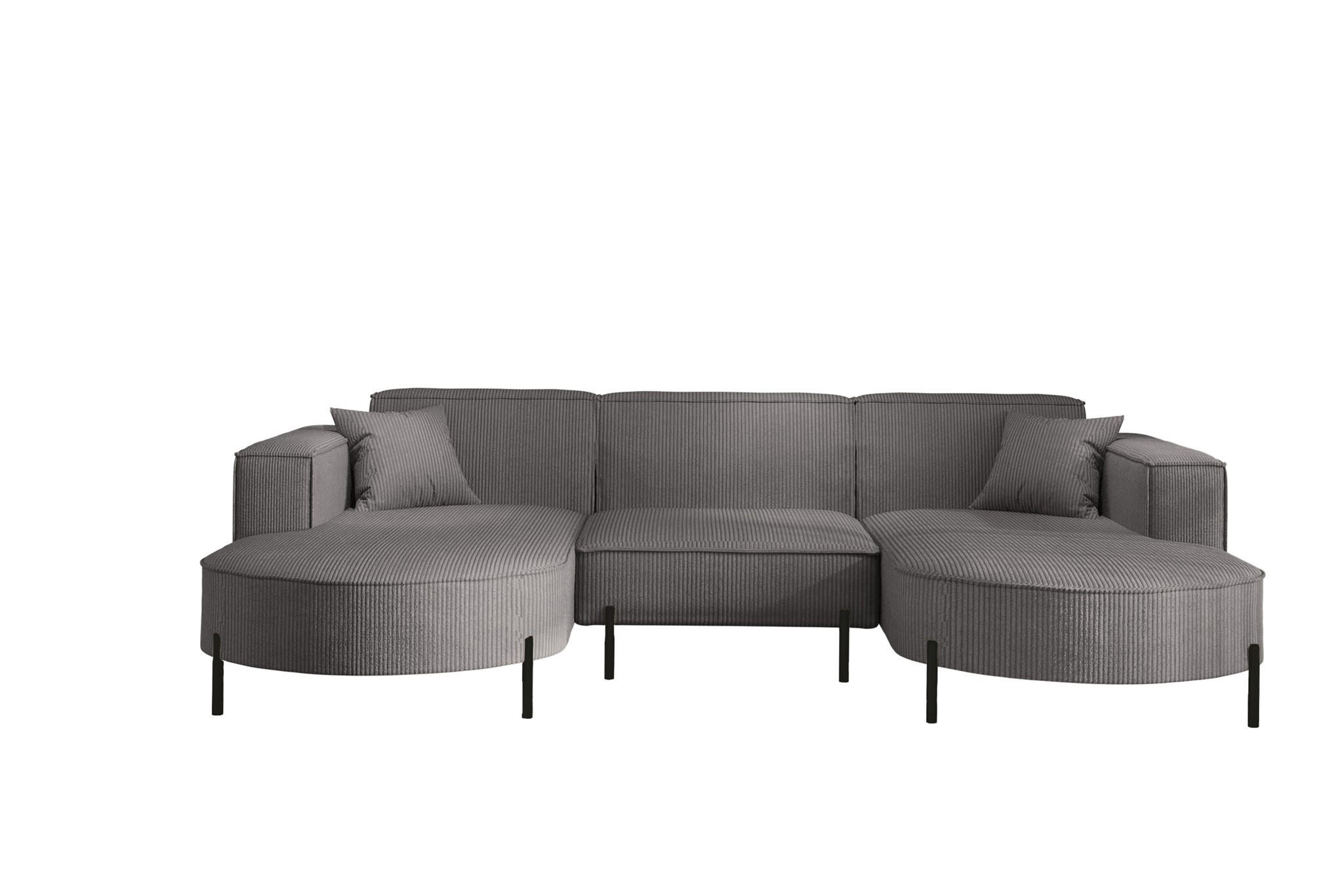 WOHNLANDSCHAFT Valencia - Grau, Holzwerkstoff/Textil (299/80/165cm) - Fun Möbel