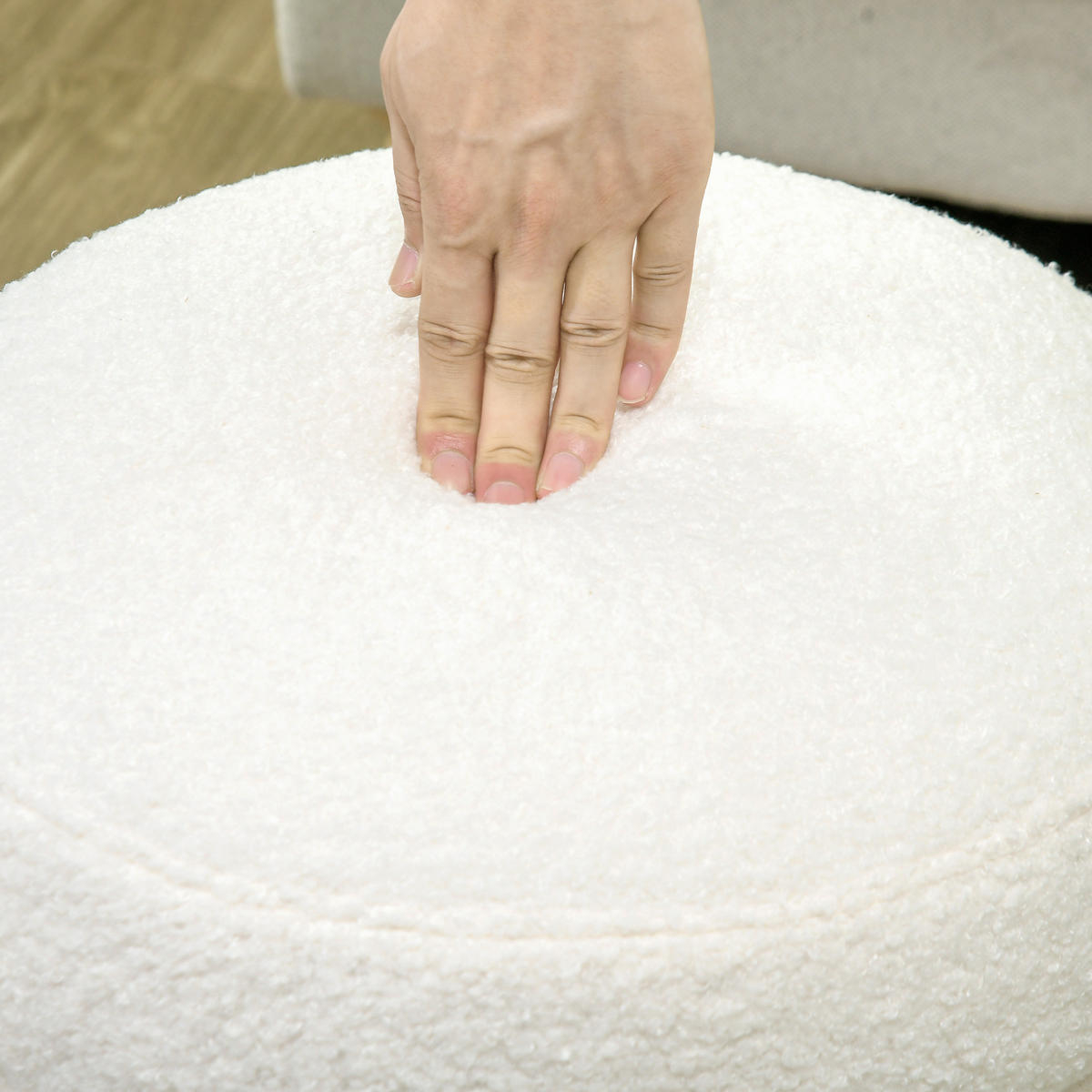 HOMCOM Sitzhocker, Fußhocker, Runder Polsterhocker, Fußstütze mit Sitzkissen - Weiß, Kunststoff (40/45/40cm) - HOMCOM