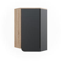 ECKHÄNGESCHRANK Karen Anthrazit 50 x 75 cm mit Tür und offenen Fächern - Anthrazit/Sonoma Eiche, Holzwerkstoff (42.4/75/42.4cm) - Vicco
