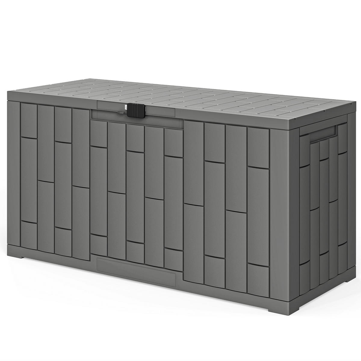 KISSENBOX DE-18688 227 L mit Gasfeder & Holzoptik Grau - Grau, Kunststoff (43/54.5/106.5cm) - ComfortXL