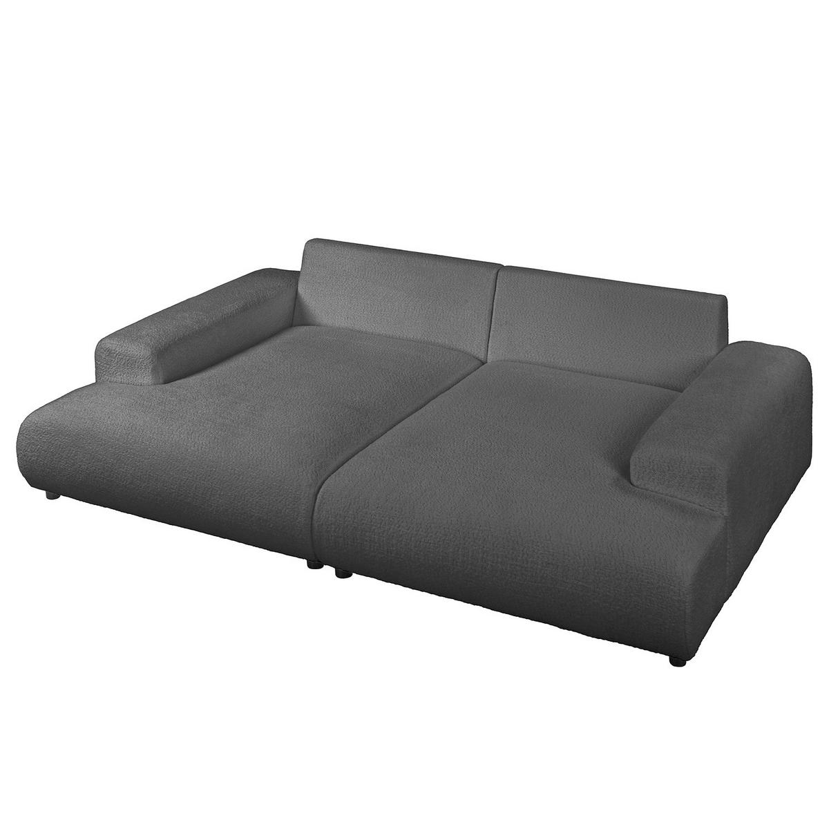 BIGSOFA - Silberfarben/Schwarz, Kunststoff/Textil (237/79/144cm) - home24