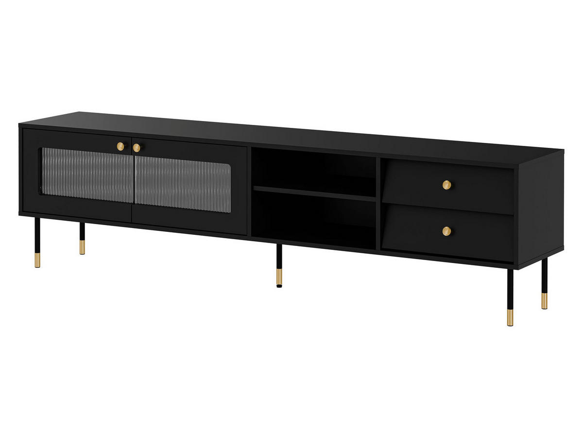 TV-LOWBOARD Valerio 200 - Goldfarben/Schwarz, Holzwerkstoff/Kunststoff (200/55/39cm) - MIRJAN24