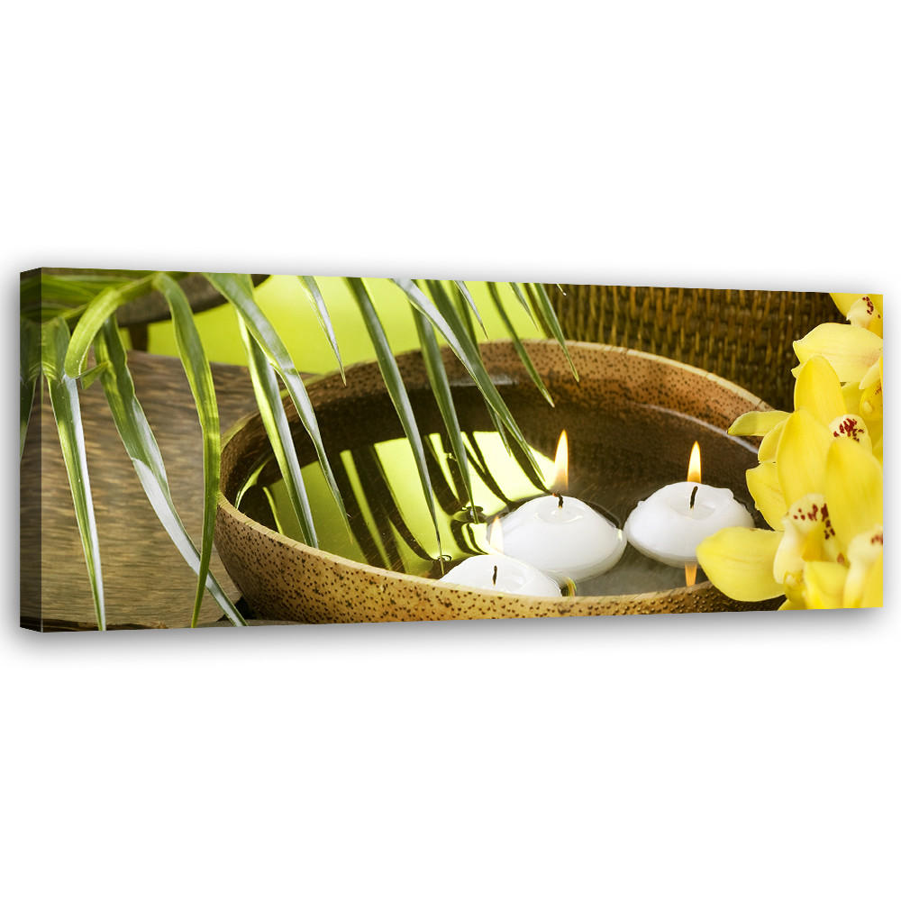 WANDBILD blumen bamboo zen - Grün, Textil (90/30cm) - Feeby