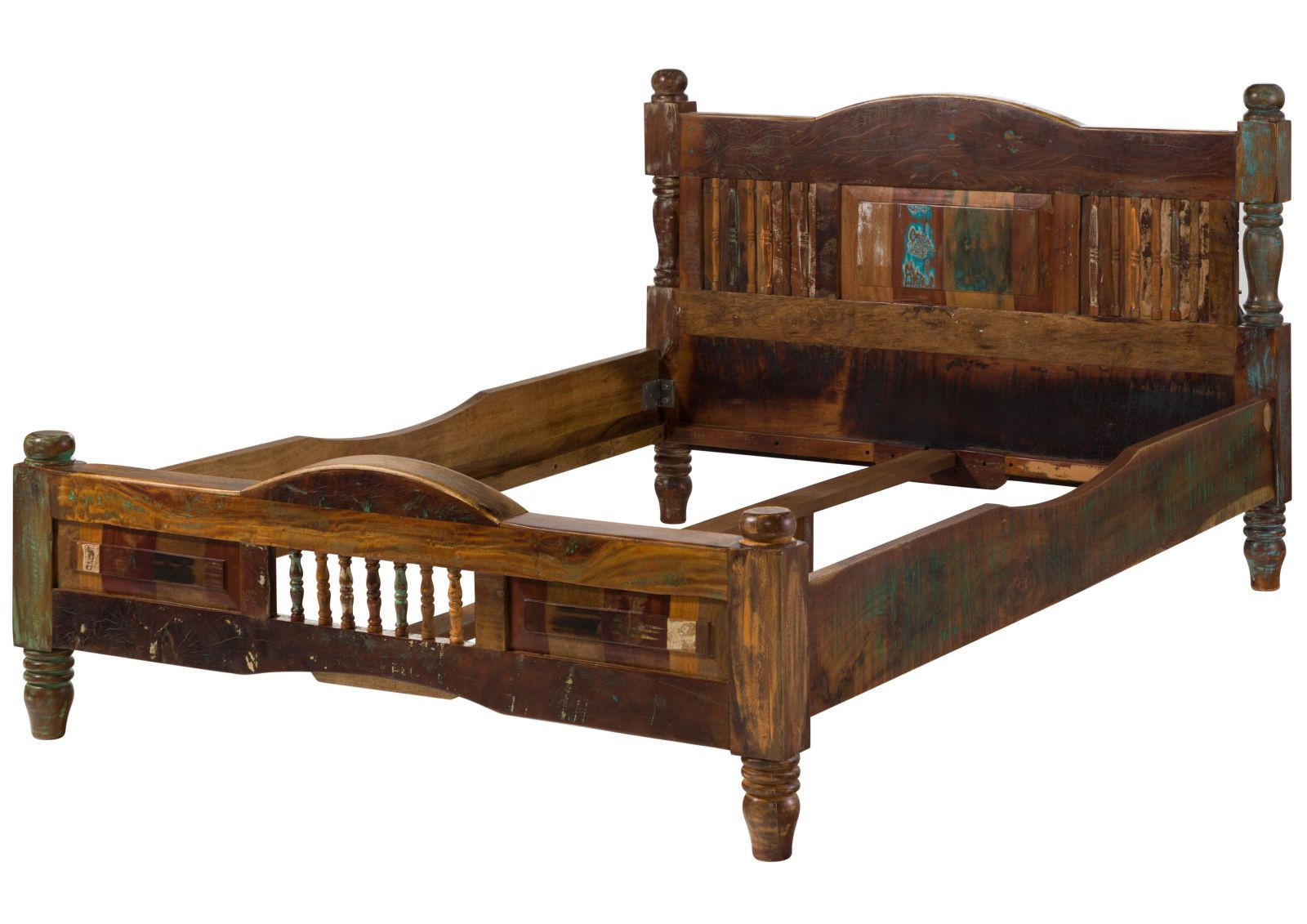 BETT Massivholz Altholz 160 x 200 x 104,5 mehrfarbig FABLE #22 - Multicolor, Holz (160/200cm) - Massivmoebel24