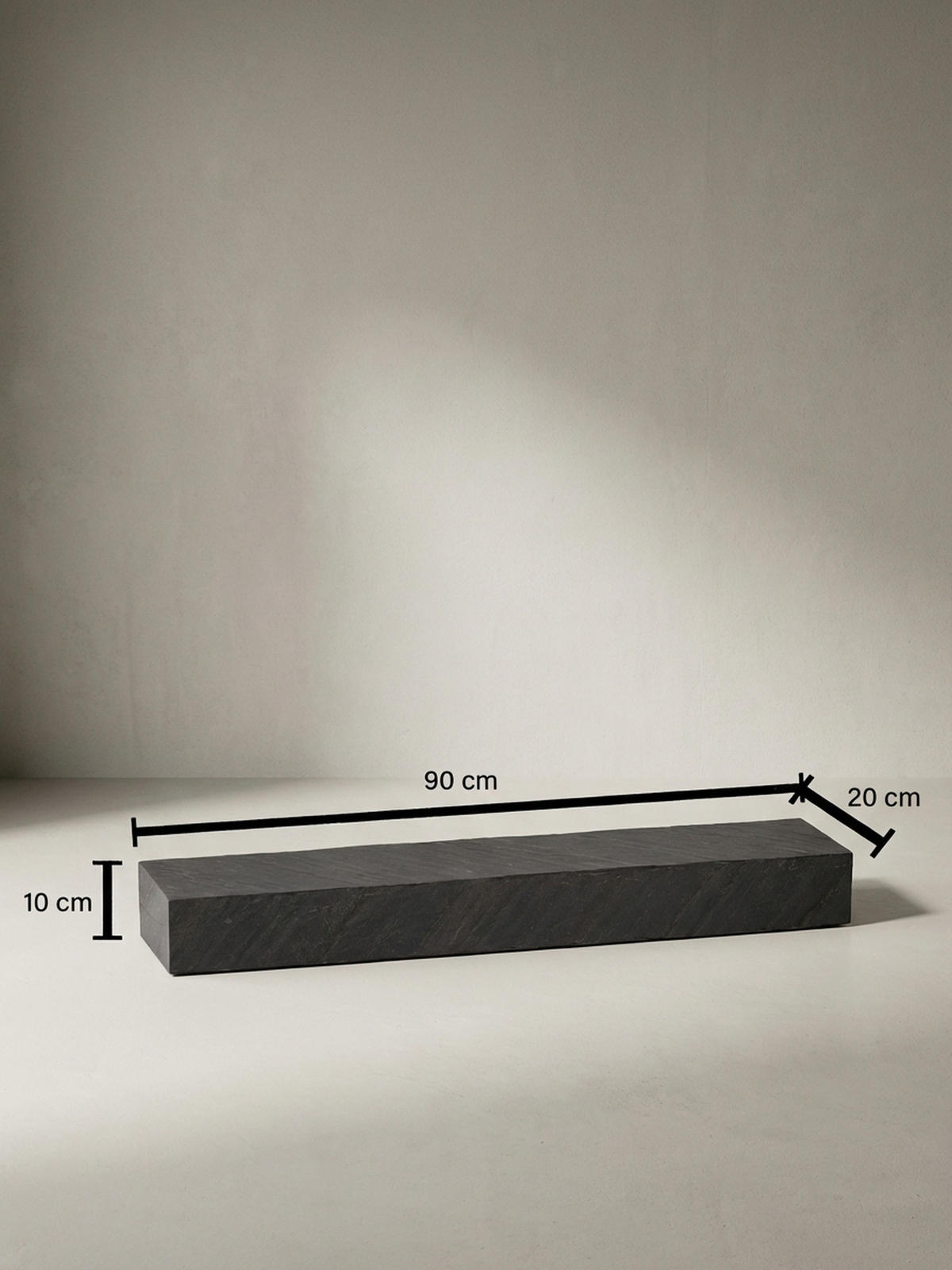 WANDREGAL Mango Massivholz Steinoptik Rechteckig Modern, Grau 90x20x10 cm - Grau, Holz (90/10/20cm) - KADIMA DESIGN