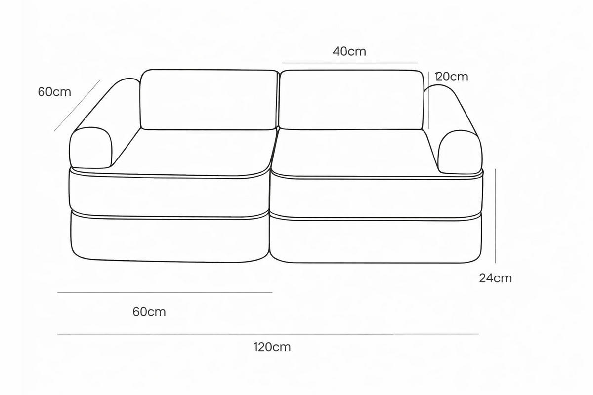 MODULARES Kindersofa 8 Elemente zweifarbig - Blau/Beige, Textil (120/50/60cm) - Bees & Blooms