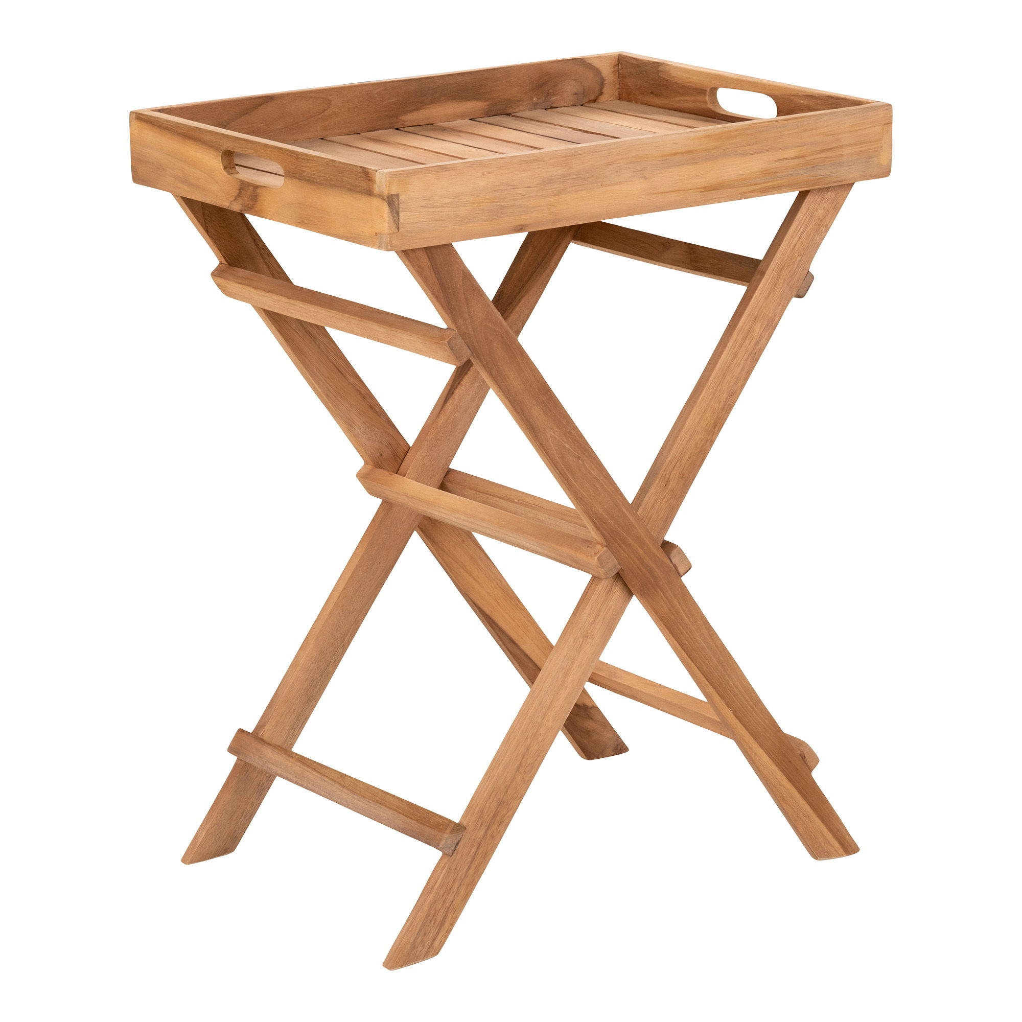 BEISTELLTISCH Ronda Tablett - Teakfarben, Holz (39/39/49.5cm) - tinkaro