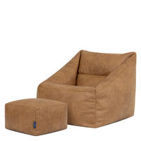 SITZSACK aus Kunstleder mit Hocker Natalia - Braun, Textil (70/65/70cm) - icon