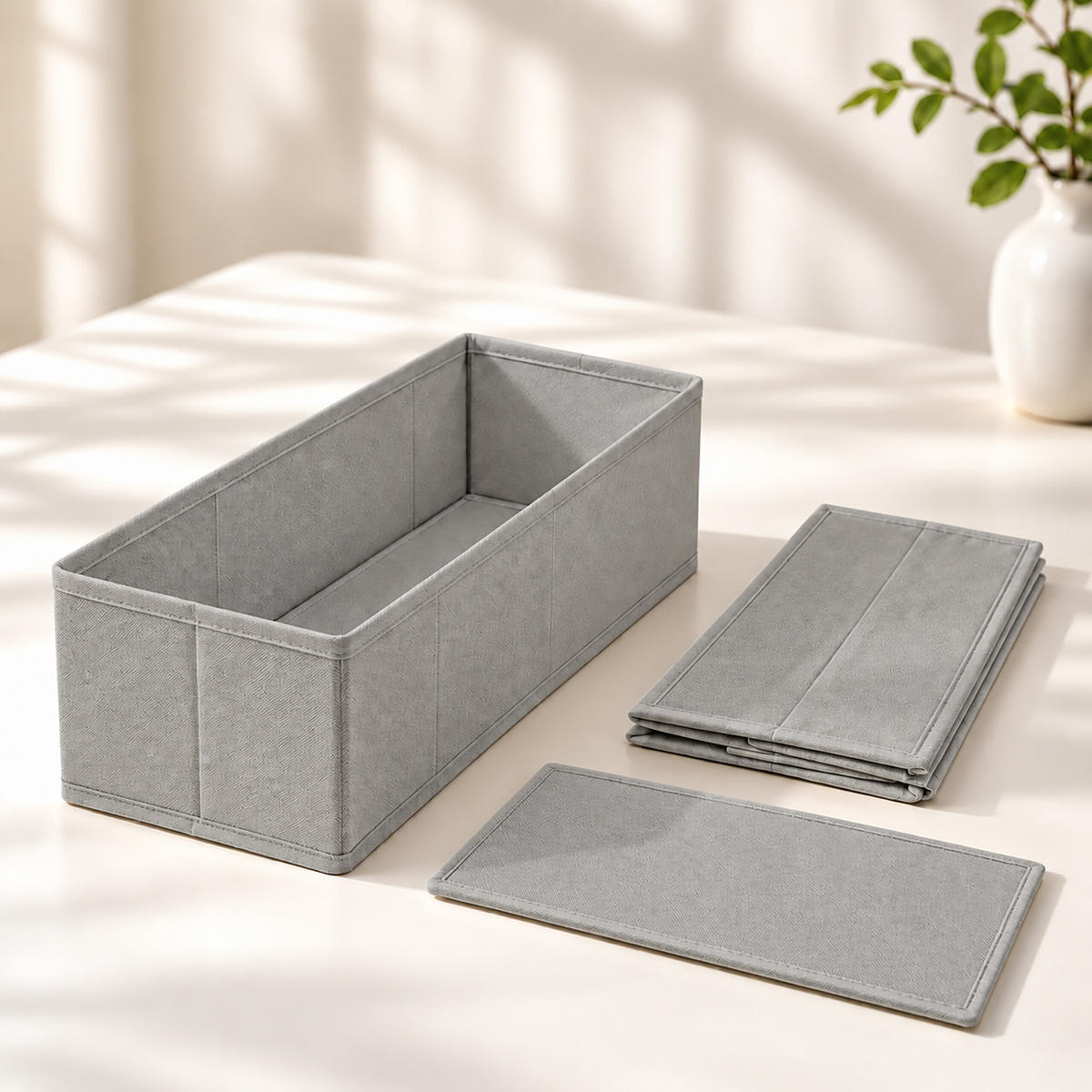 ORGANIZÉR Světle šedá 8dílná-sada - šedá, textil/papír (17/11/40cm) - Relaxdays