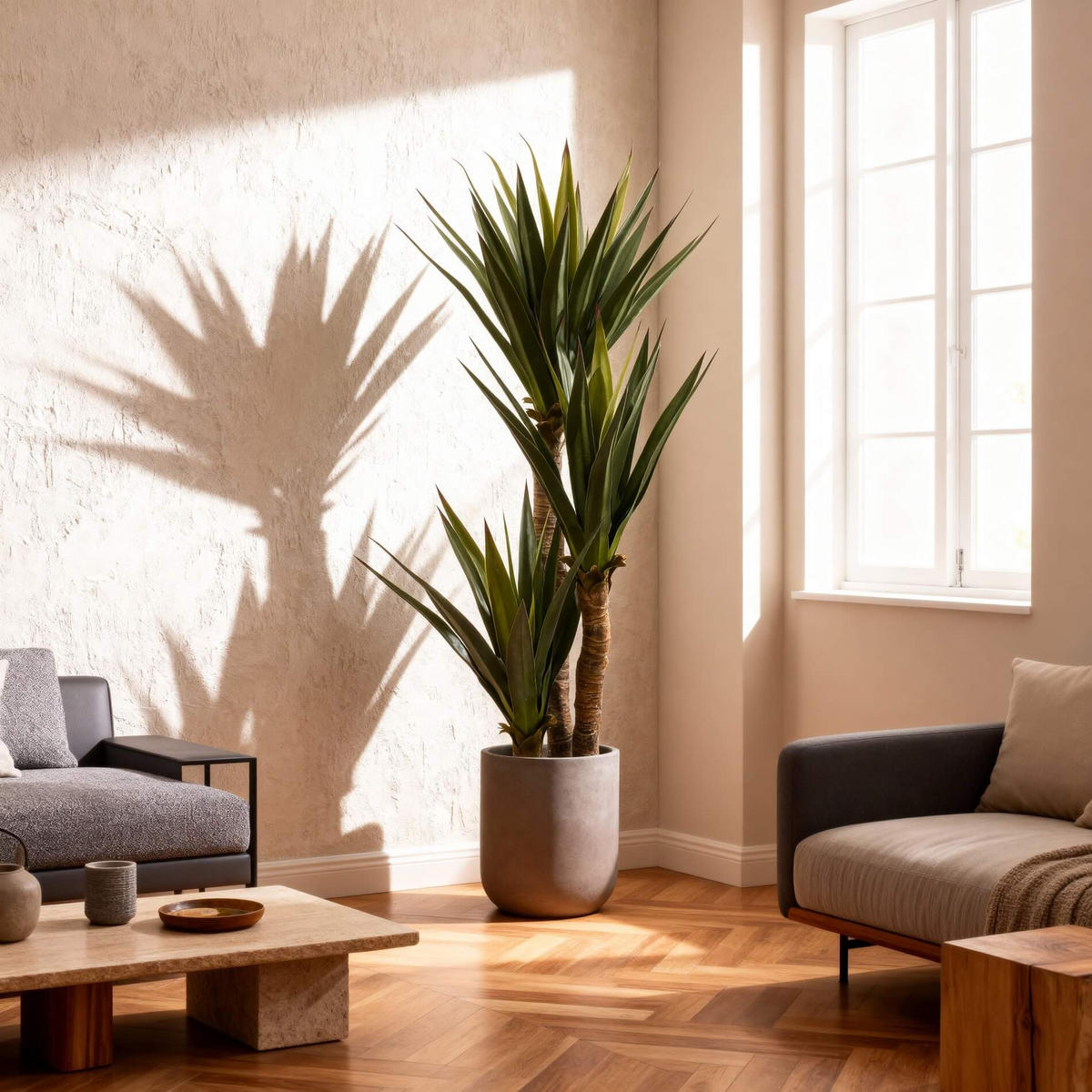KÜNSTLICHE Yucca 80/80/155 cm - Grün, Kunststoff (150cm) - Mobili Rebecca