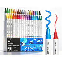 ACRYLSTIFTE 36er Set Doppelspitze Wasserfest - Multicolor, Kunststoff (10/8/15cm)