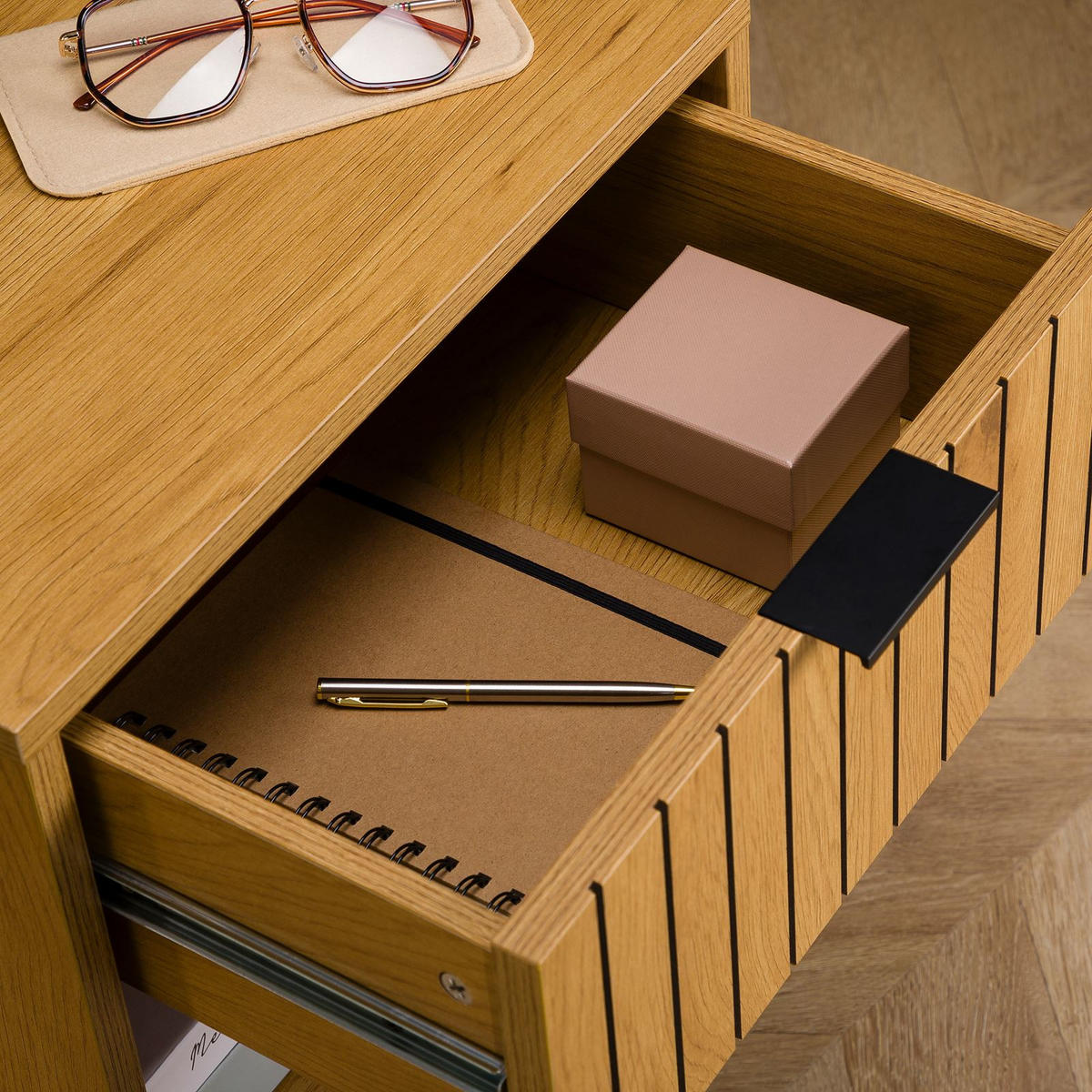 NACHTTISCH MESTO - Schwarz, Holzwerkstoff (40/50/40cm) - IDIMEX