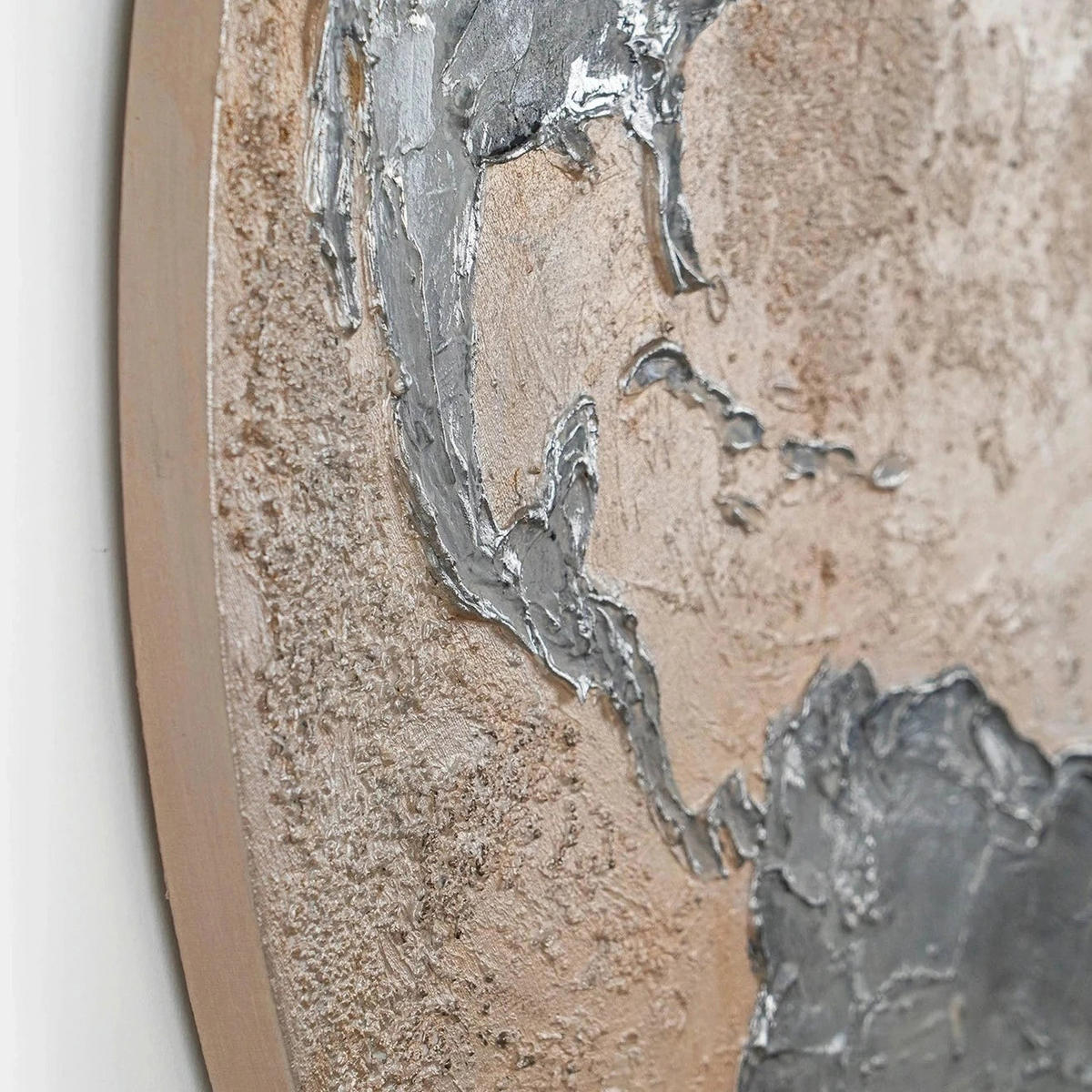 GEMÄLDE Silbener Planet nachtleuchtend 80 cm - Silberfarben, Holz (80/4cm) - YS-art gallery