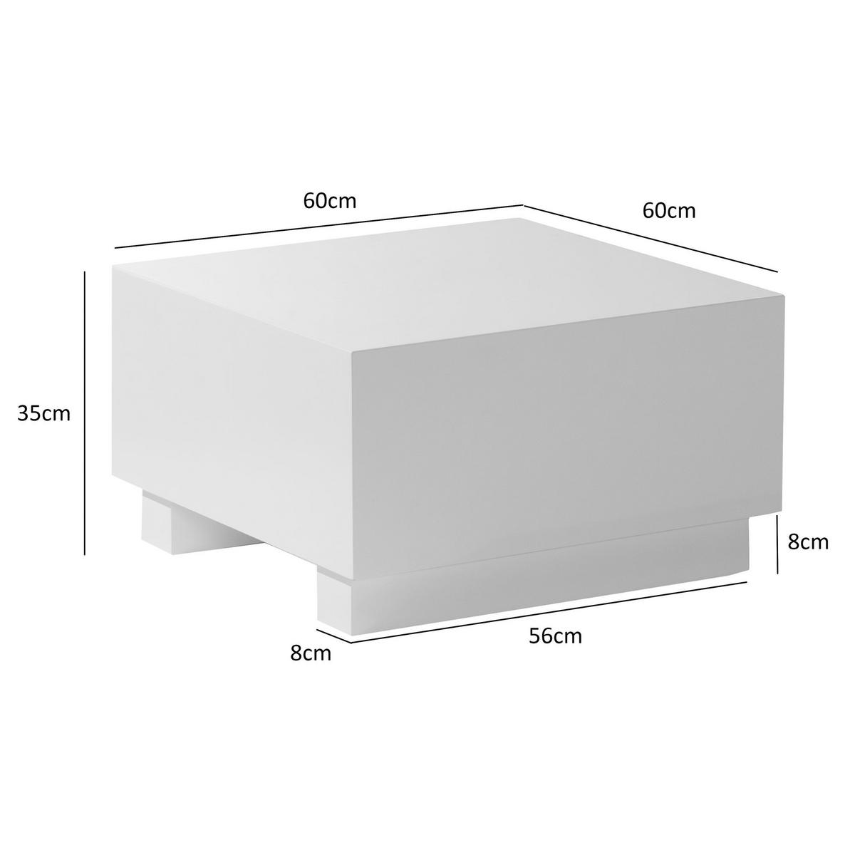 COUCHTISCH in Würfelform, Weiß Hochglanz, 60x60x35 cm, modernes Design - Weiß, Holzwerkstoff (60/60/35cm) - KADIMA DESIGN