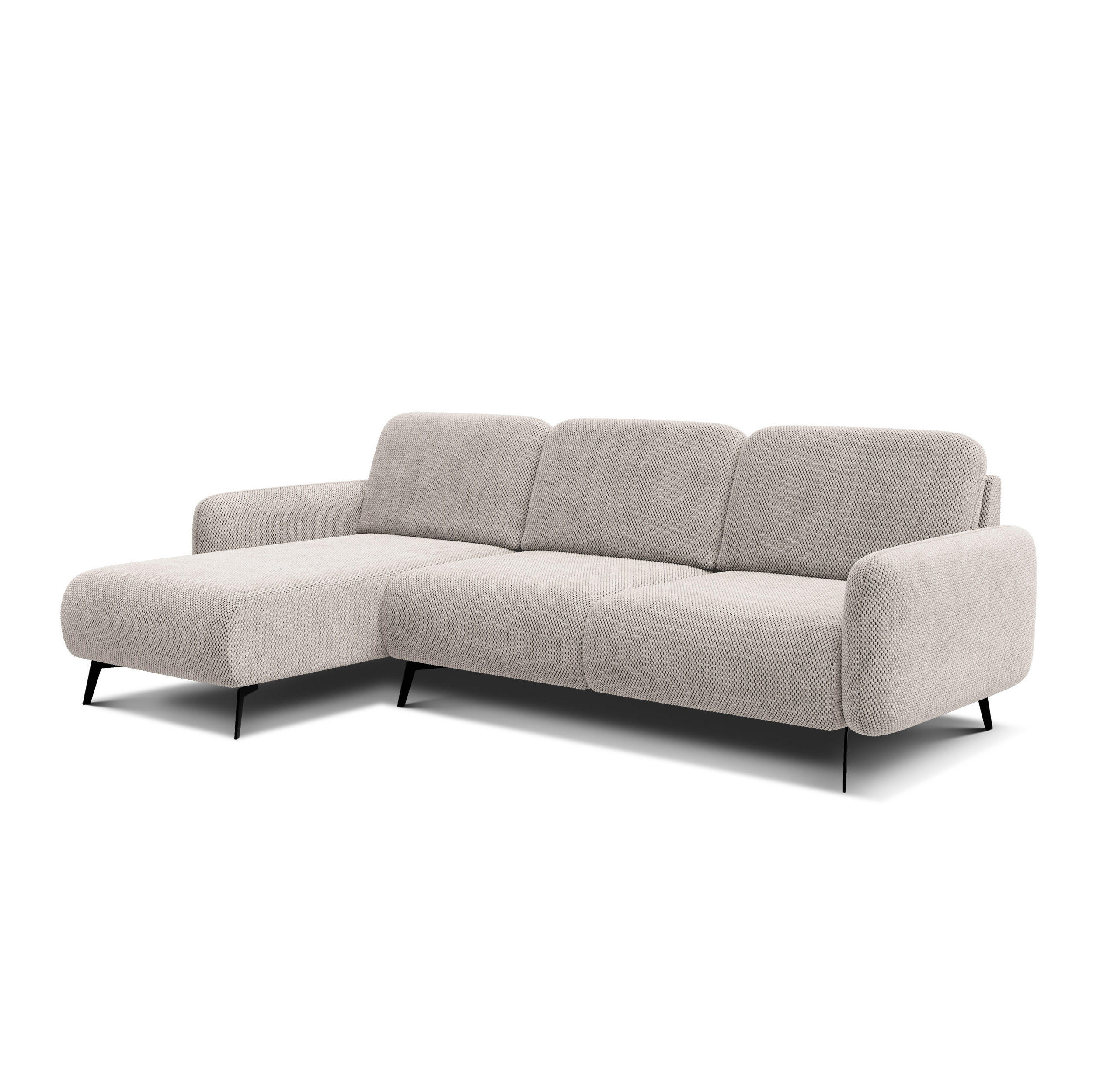 ECKSOFA FEBE 4-Sitzer links, beige - Beige/Schwarz, Holz/Textil (264/157cm) - Courtois Laville