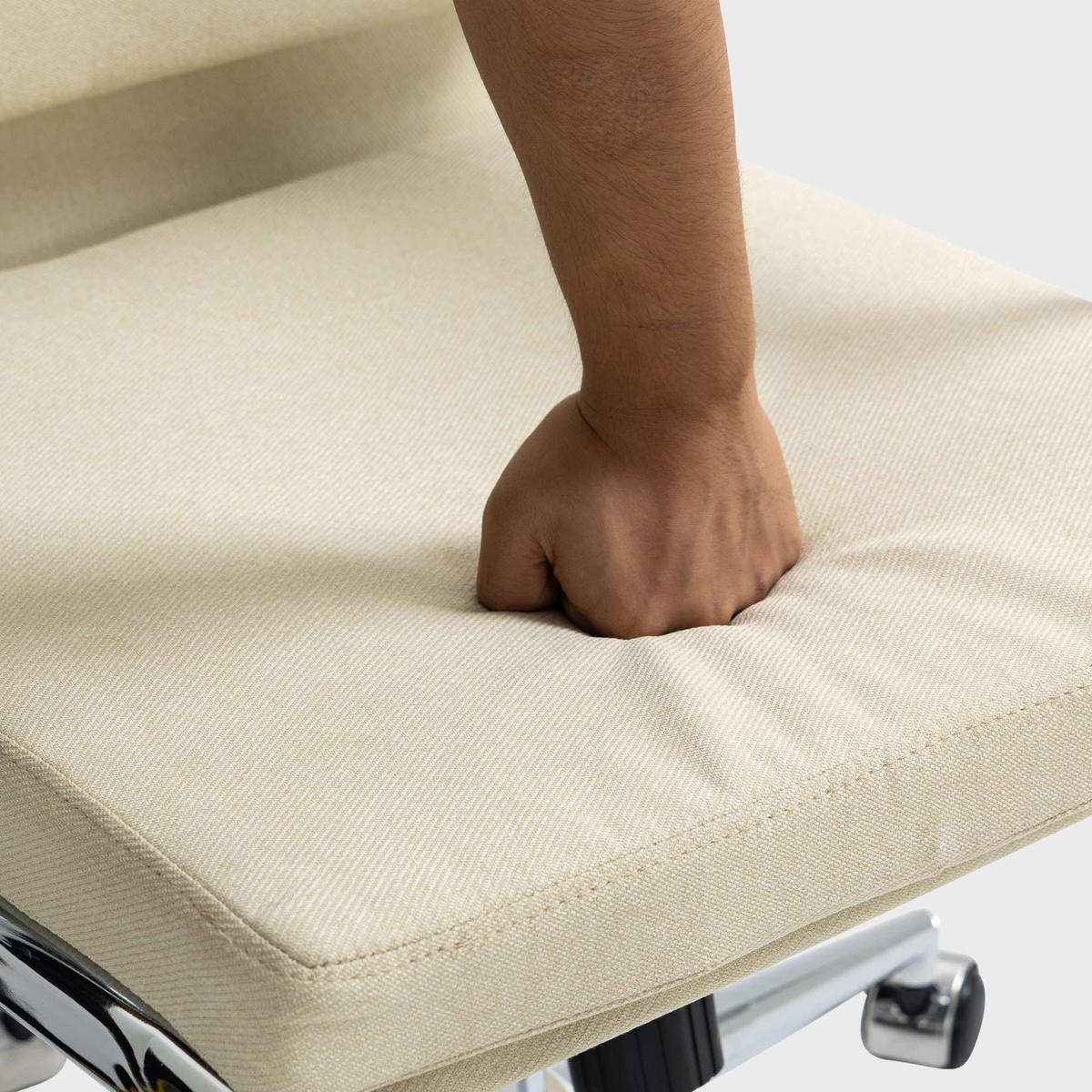 CHEFSESSEL Stoff creme - Chromfarben/Creme, Textil/Metall (61/107/65cm) - CLP