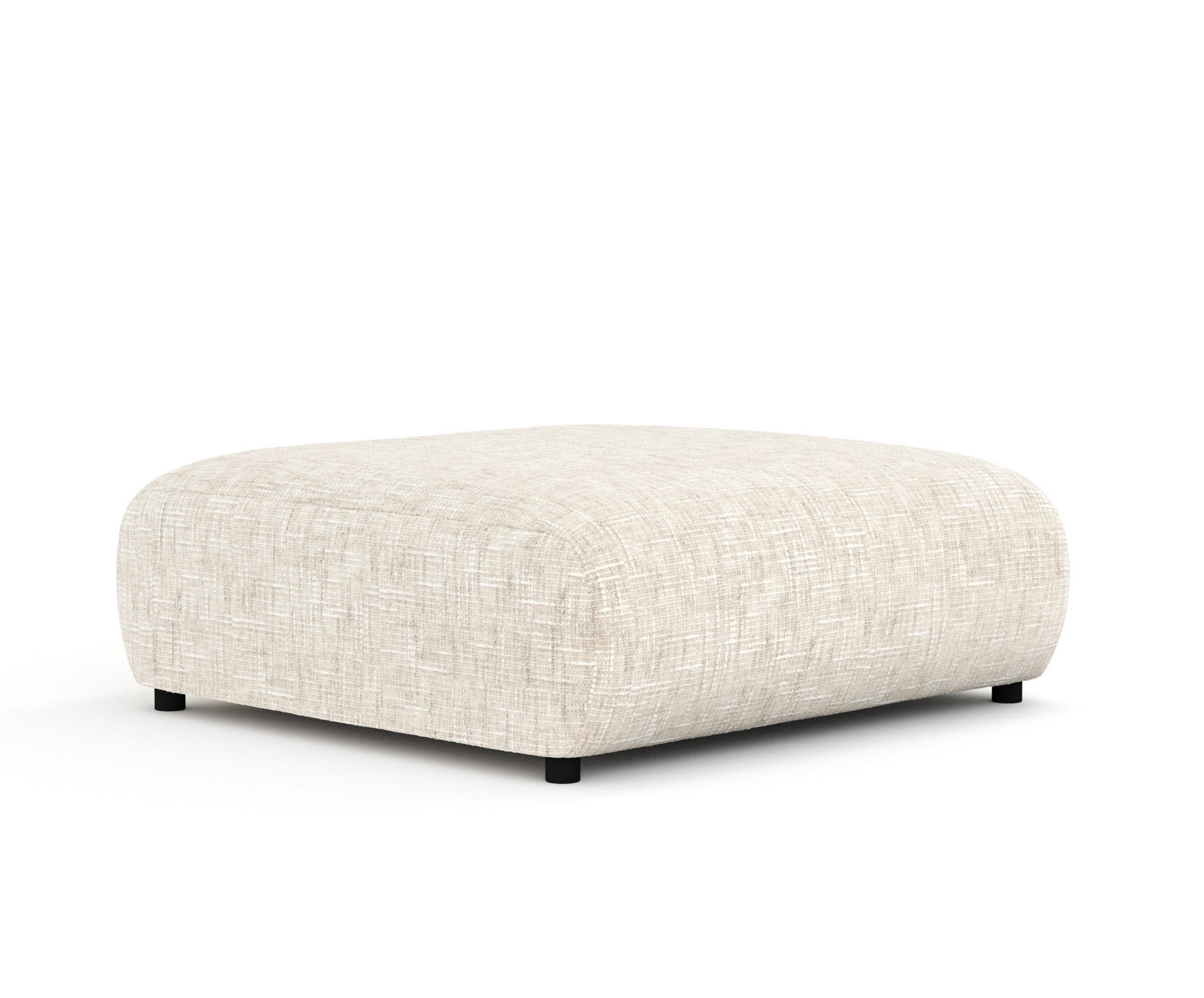 POUF L Zanzibar Creme Webstoff - Creme/Schwarz, Holz/Holzwerkstoff (110/37/110cm) - Maison de Reve
