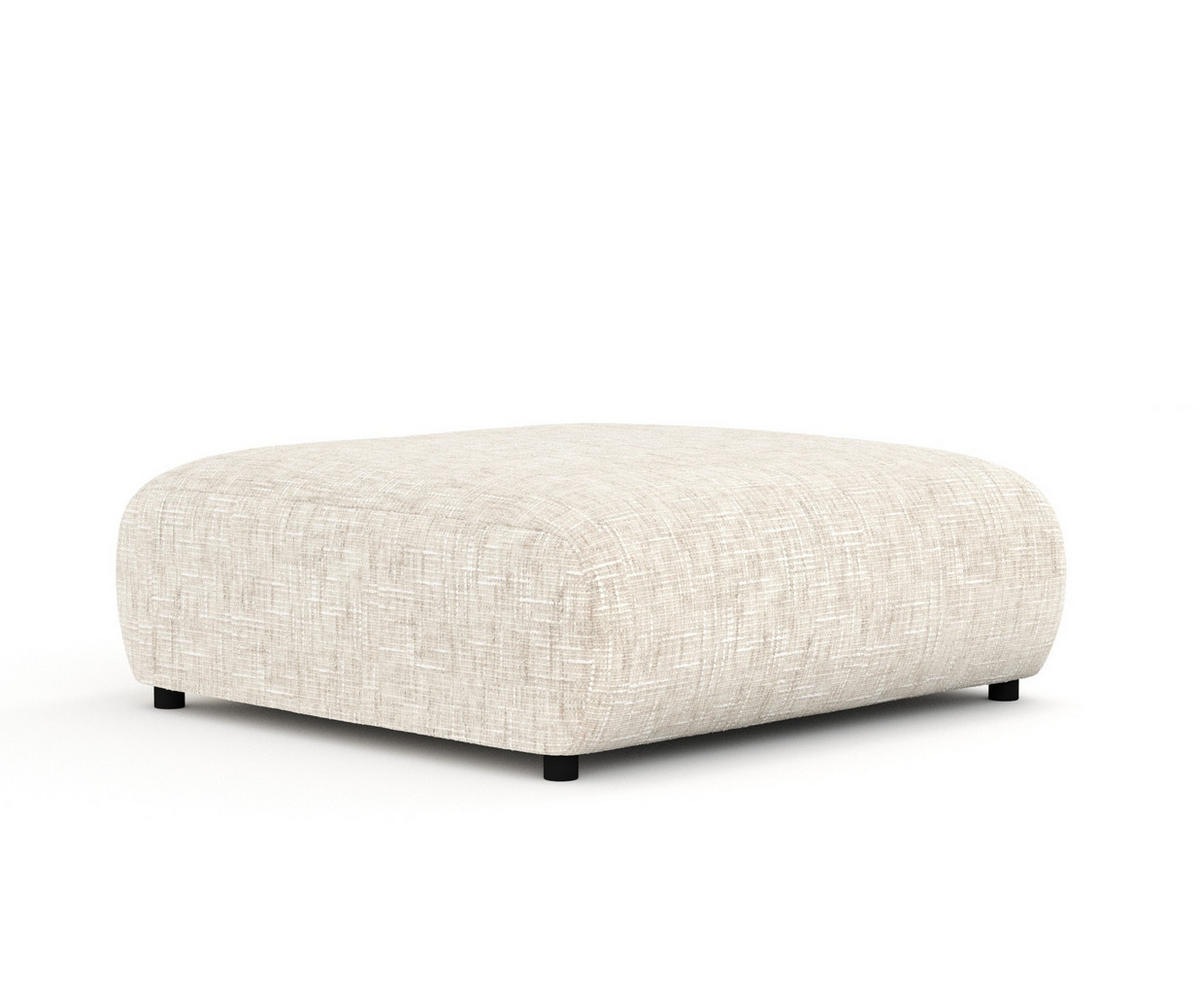 POUF L Zanzibar Creme Webstoff - Creme/Schwarz, Holz/Holzwerkstoff (110/37/110cm) - Maison de Reve