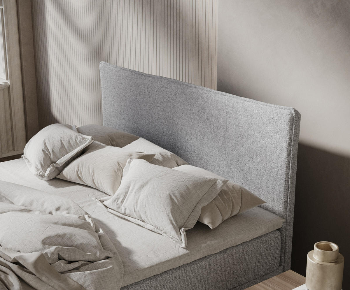 BOXBETT Peru Hellgrau 160/200 cm im Webstoff - Hellgrau/Schwarz, Holz/Holzwerkstoff (160/200cm) - Maison de Reve