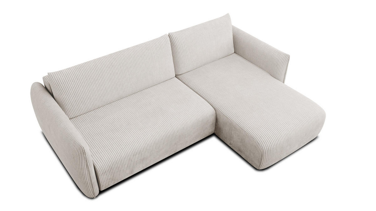 ECKSOFA TAUER 3-Sitzer links, perlweiß - Schwarz/Weiß, Holz/Textil (248/173cm) - Courtois Laville