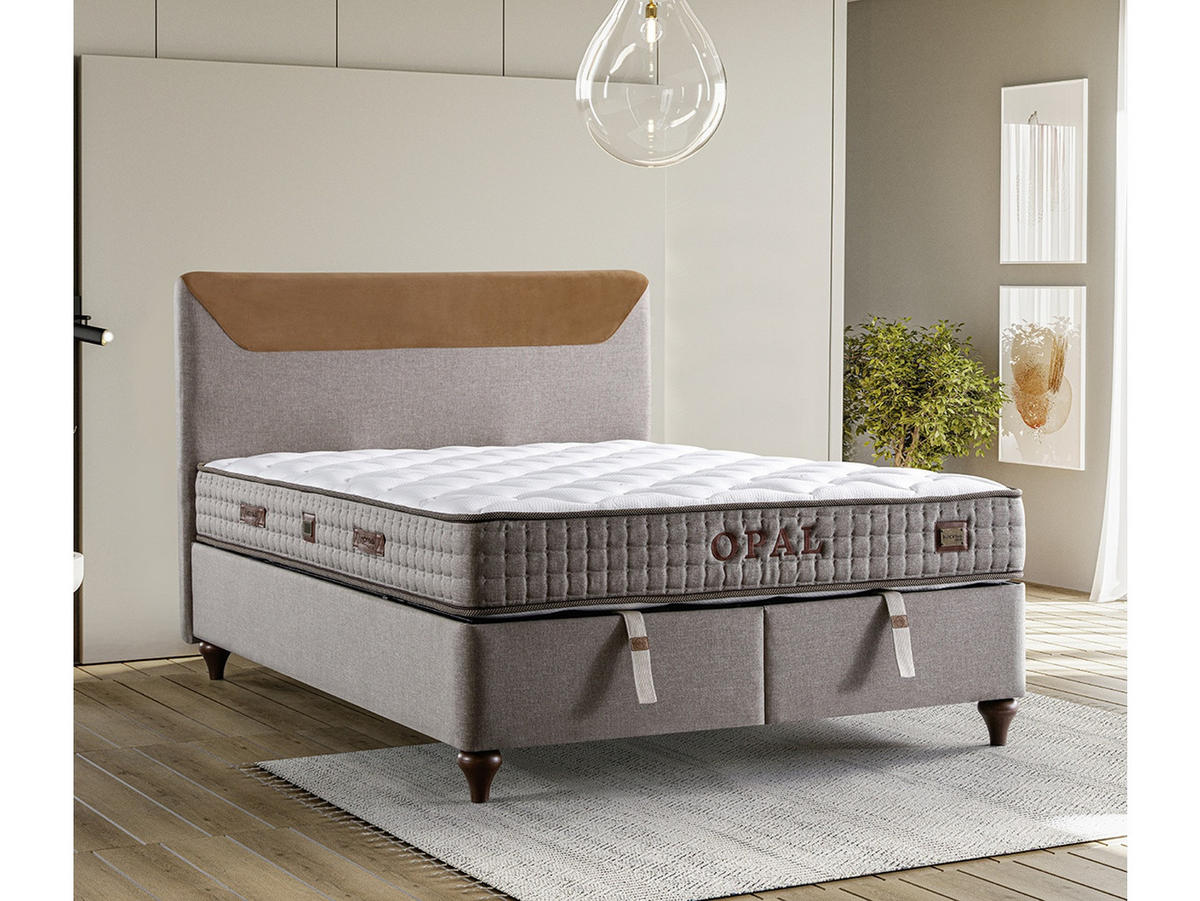 POLSTERBETT Opal Braun 140x200 Braun - Braun, Textil/Metall (140/200cm) - Villa Möbel