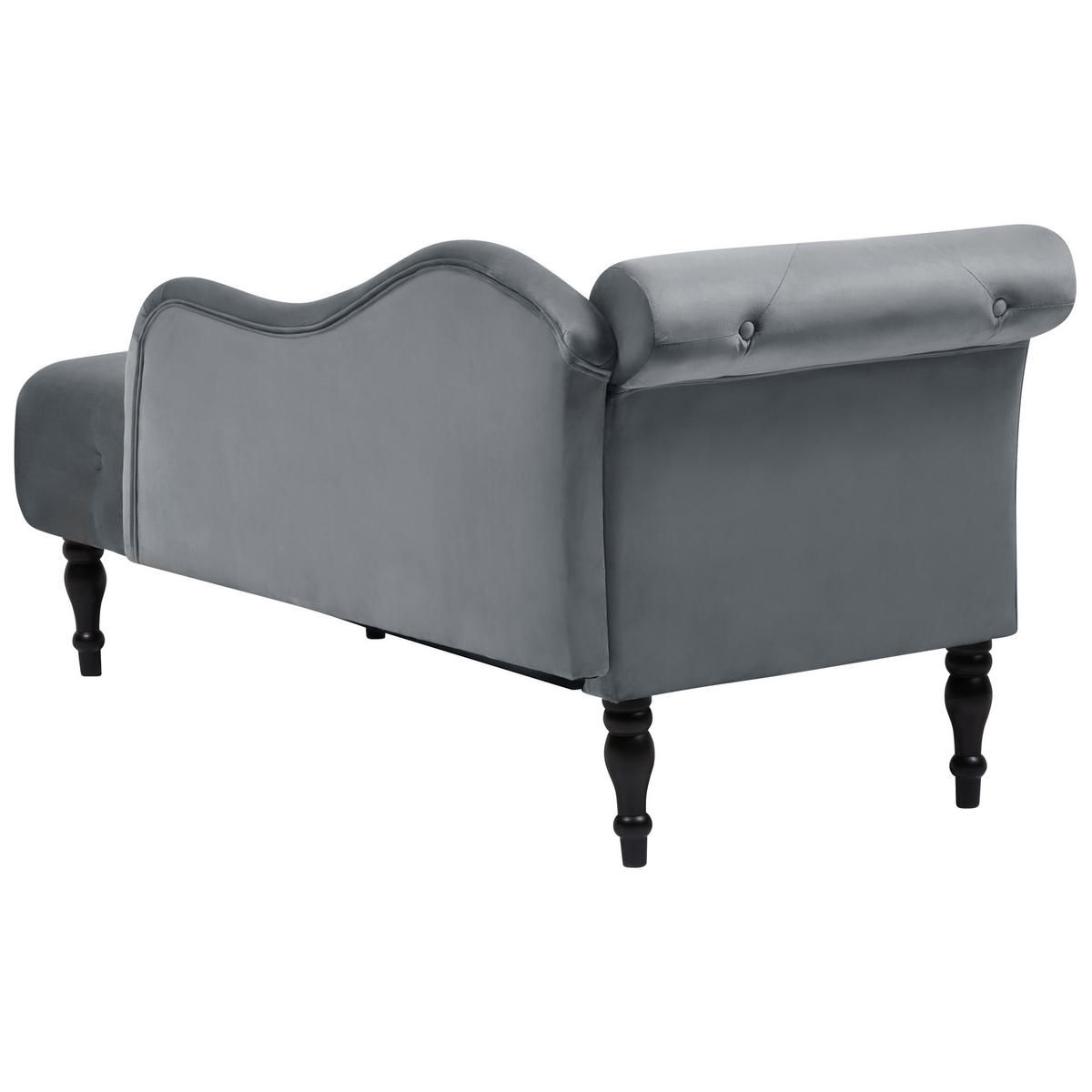 ČALOUNĚNÉ LEHÁTKO CHAISE LONGUE LEVOSTRANNÉ Sametová látka Šedé Ivry - černá/tmavě šedá, textil (152/72/62cm) - Beliani