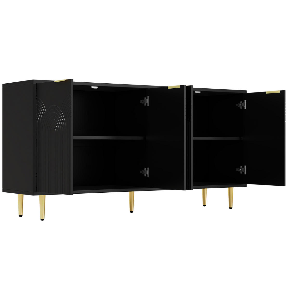 SIDEBOARD 160/40/80 cm in Schwarz mit 4 Türen und verstellbaren Einlegeböden - Schwarz, Holzwerkstoff (160/80/40cm) - Flora Grace