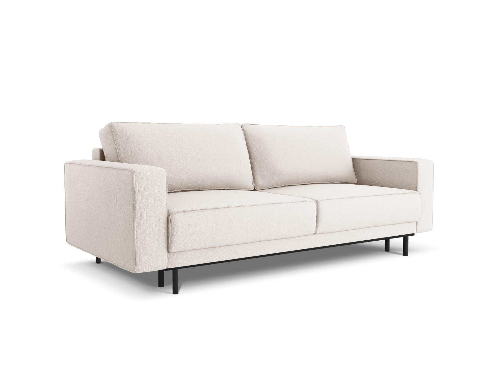 AUSKLAPPBARES-SOFA mit Bettkasten Caro aus strukturiertem Stoff leichtes beige 3 Sitzplätze - Beige, Textil (97/93/236cm) - Micadoni