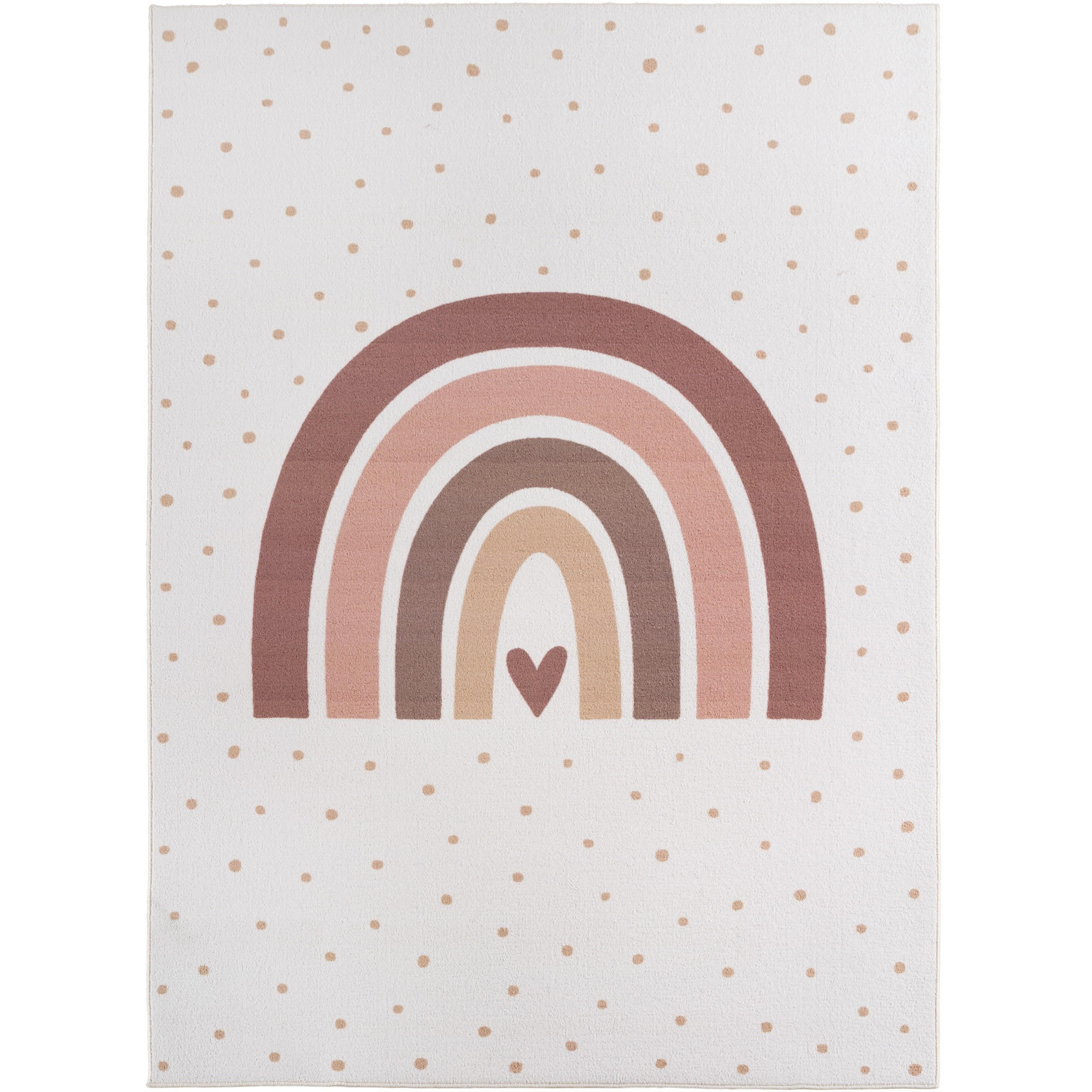 SPIELTEPPICH Waschbar TINO in Creme, mit Regenbogen- und Herz-Motiv, 160 x 230 cm - Beige, Textil (230/160cm) - KADIMA DESIGN