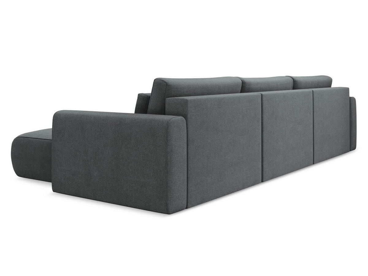 WOHNLANDSCHAFT Strukturstoff Stoff Grau - Schwarz/Grau, Kunststoff/Textil (340/82/149cm) - Makamii