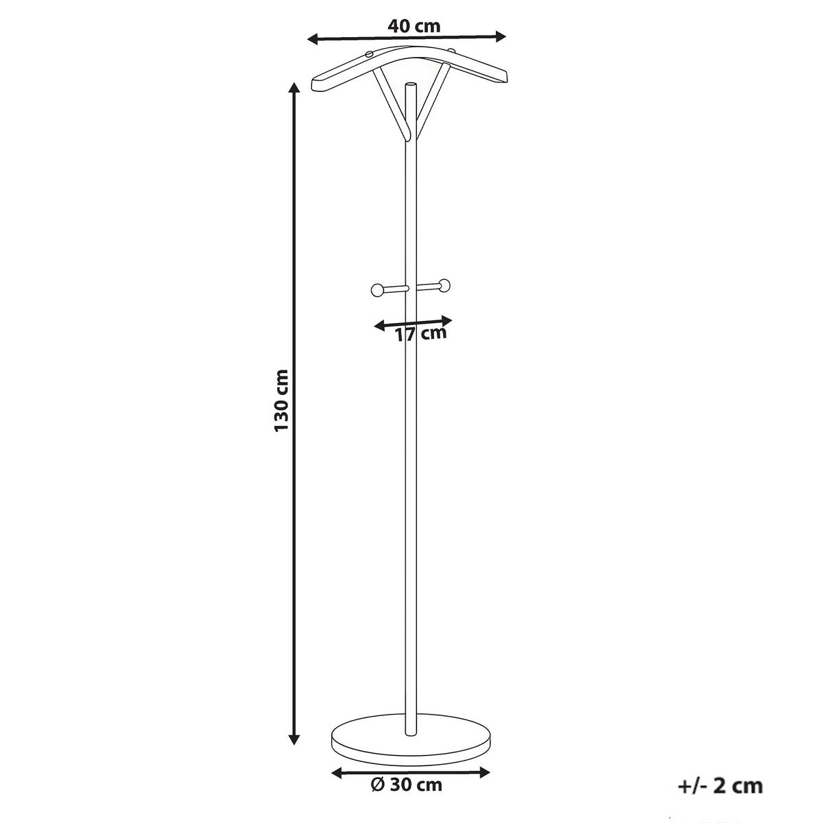 VĚŠÁK NA OBLEČENÍ Černý Thompson - světle hnědá, kov (40/130/30cm) - Beliani