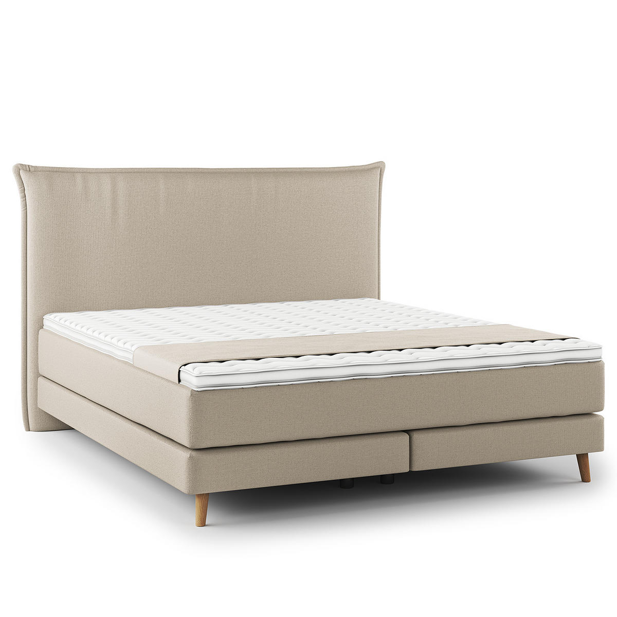BOXSPRINGBETT - Klassisch - Beige, Holz (180/200cm) - home24