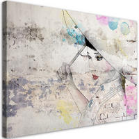 WANDBILD geisha hält einen regenschirm - Pink, Textil (60/40cm) - Feeby