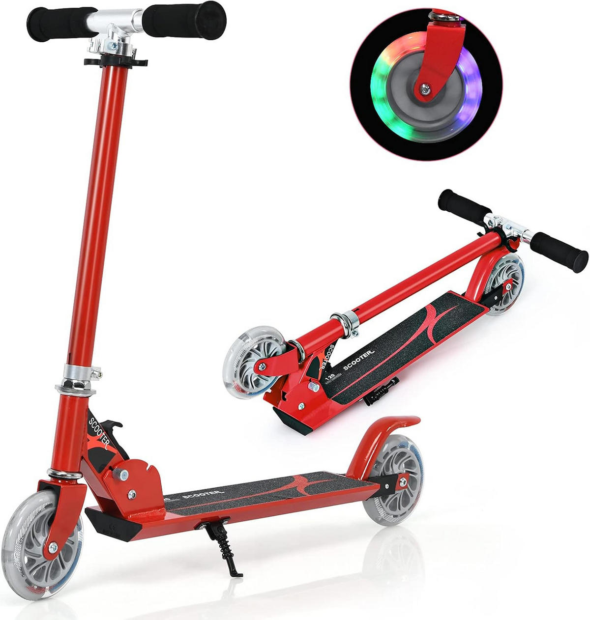 SCOOTER 85cm Rot - Rot, Metall (10/85/70cm) - COSTWAY