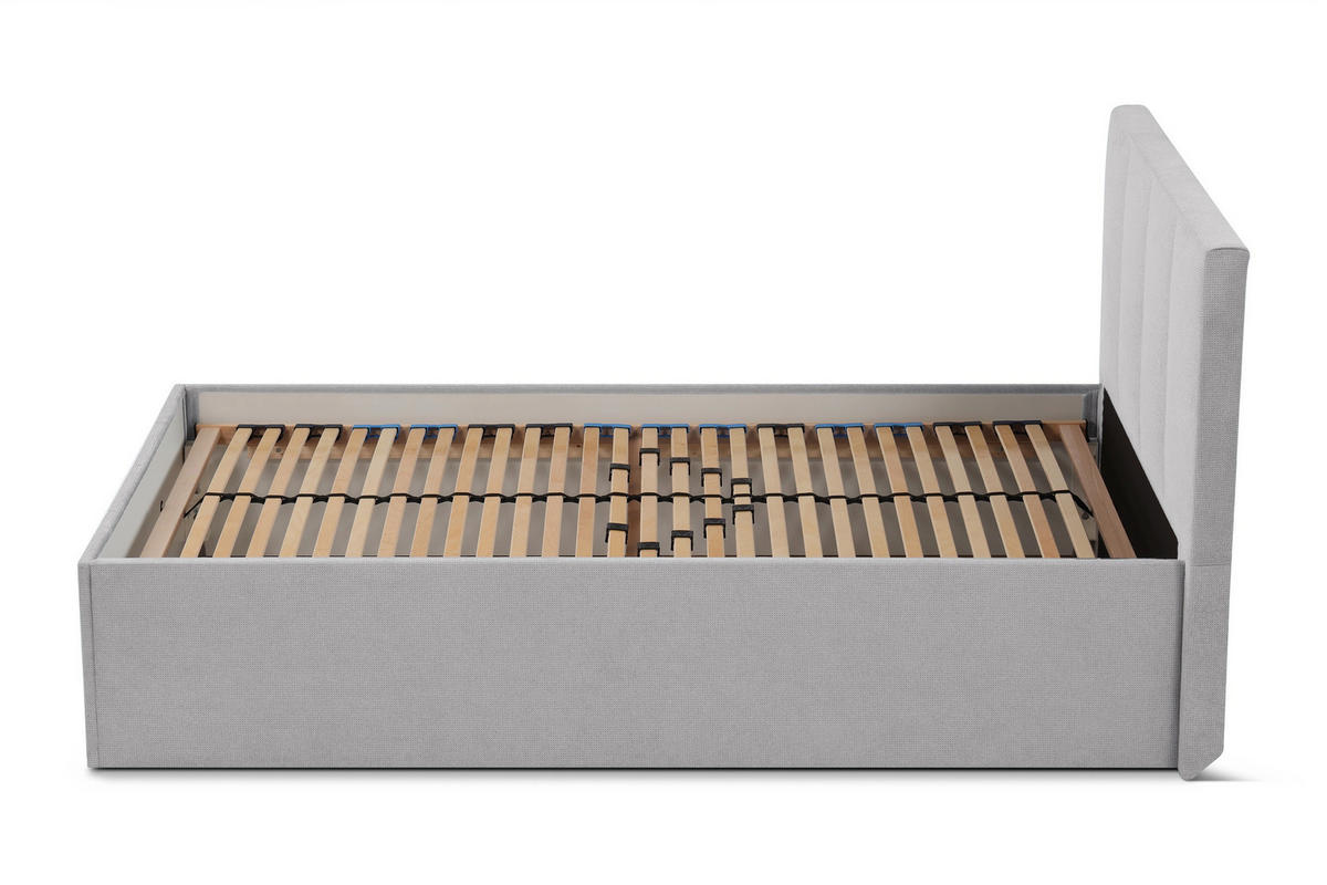 POLSTERBETT Dalas Grau 120 x 200 x 40 cm Stauraum Mit hochwertiger Matratze H2 (bis 100 kg) und Lattenrost - Grau, Holz (120/200cm) - Halmon Schlafkomfort Betten 