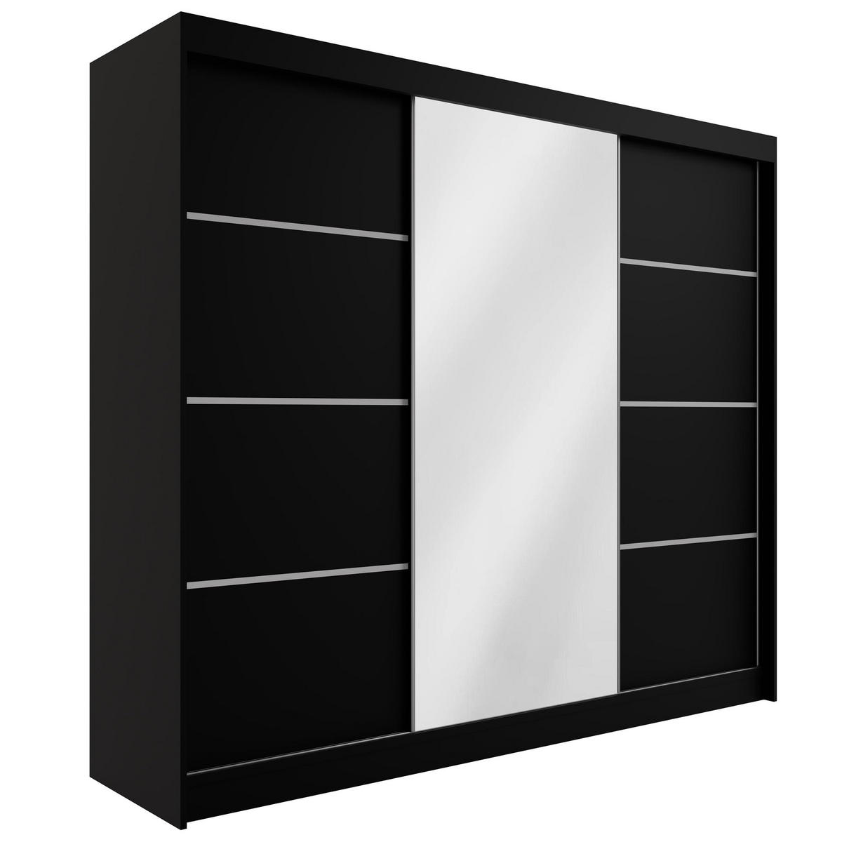 KLEIDERSCHRANK PAOKI - 250 cm - Schwarz - Schwarz, Holzwerkstoff (250/215/61cm) - ALTDECOR